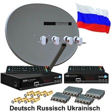 Russische TV 4-Teilnehmer Sat Anlage MAXIMUM E-85 Quad LNB 2x HD Receiver USB