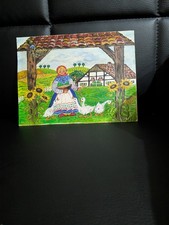 Original Gemälde "Naive Malerei" | Ländliche Idylle mit Gänsen | Signiert Anna