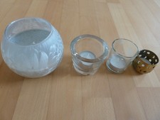 4 schöne Windlichter aus Glas und Bronze Weihnachten mit Tannenbaum und Sternen