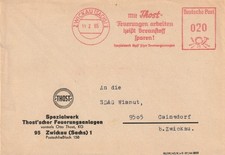 DDR, Brief mit Freistempel Zwickau "Mit Thost-Feuerungen arbeiten heißt Brenn.."