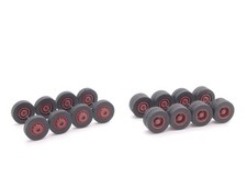 1:87 EM0397 8x Radsatz mit Gummireifen Geländeprofil blutrot