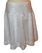 Rock 120 % lino weiß, midi, oben mit Stickerei, edel, Leinen