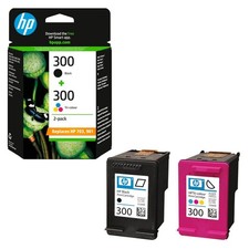 2 Original Druckerpatronen schwarz color HP 300 für OfficeJet J 4680 color black