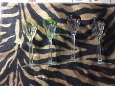 4 antike Likörgläser farbig kleine Römer Kristall Schliff