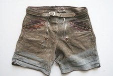 Kurze 60er Vintage stabile Lederhose sexy Doppelzipp Eichenlaub speckig Gr.56