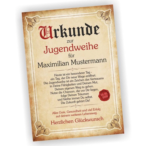 Urkunde zur jugendweihe - urkunde,