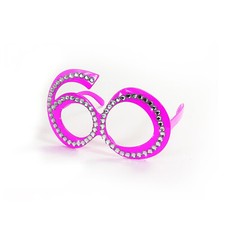 Brille 18. Geburtstag, Pink mit transparenten Strass-Steinen