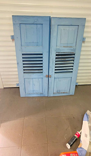 Blaue holz doppeltür - holz-doppeltür, mit