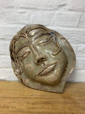 Keramik Frauenmaske | Gesicht 32 x 37 cm Handwerk Figur Plastik marmoriert