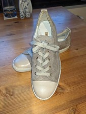 Paul Green Echtleder Sneaker Hellbraun-Gold-Gemustert Gr. 8 Neu