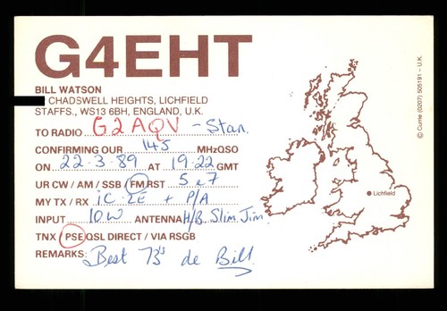 Qsl card radio - uk, g4eht