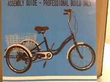 TIXBYGO Zahnräder Dreirad mit Einkaufskörbe für Erwachsene 20 Zoll Schwarz Neu !