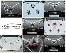 LIEBESHERZEN Autoschmuck Braut Paar Rose Deko Dekoration Hochzeit Autodeko Ratan