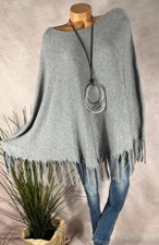 Damen Strick Poncho Cape mit