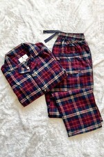 Herren Flanell Pyjama weinrot