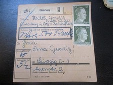 #2210 Paketkarte aus ELSTERBERG nach Leipzig