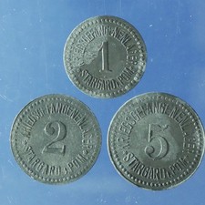1, 2 + 5 Pfennig o. D. Stargard Pommern Kriegsgefangenenlager POW