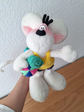 Diddl Maus Stofftier Plüsch mit Handtuch u. Ball Strand Depesche vintage Sammler