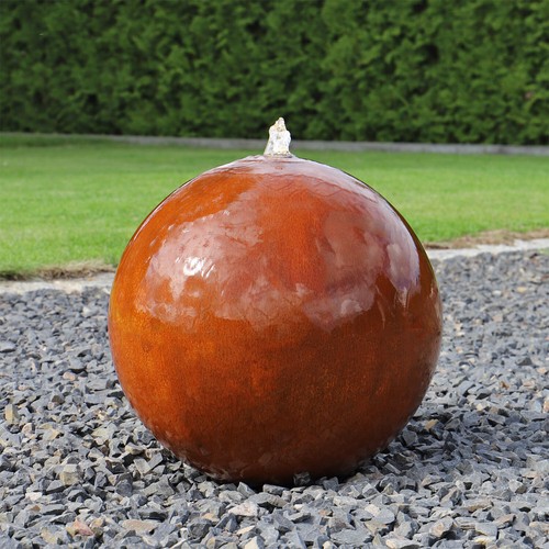 Cortenstahl kugelbrunnen 48cm - cortenstahl,