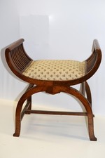 Antike Sitzgondel Mahagoni / Nussbaum, Holzhocker, Schlafzimmerbank, Pouf