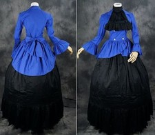 V-16 schwarz blau Victorian Gothic Civil War Kleid dress costume