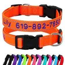 Personalisiert Hundehalsband Bestickt mit Name Telefonnummer Reflektierend Nylon