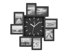 Auriol Bilderrahmen mit Uhr Wanduhr mit Bildern Rahmen Uhr Deko schwarz