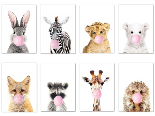 Poster kinder tiere - tiere, rosa