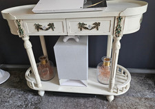 Barock Konsolen Säulen Schrank verziert creme Shabby oval Verzierungen Schublade