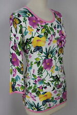 Damen Pullover Oberteil Pulli Schmetterlinge bunte Blumen Viskose OVANTI Gr.36