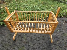 Stubenwagen Kinderbett Babybett Wiege aus Buchenholz mit feststellbaren Rollen