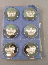 6 silberne alte Knöpfe mit KRONE, Hannoversche Krone Adelskrone, um 1910, 28mm,2