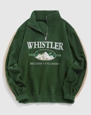 Pullover Herren / Damen - Zaful Halfzip VINTAGE - Oversize grün / Whistler - L