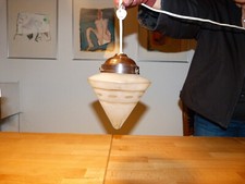 Deckenleuchte Art Deco antik Glas satiniert und geschliffen