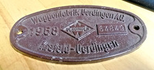 Orginal Waggonschild Waggonfabrik Uerdingen AG -1958- Krefeld-Uerdingen -Aluguss