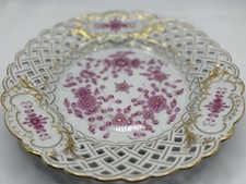 Meissen Durchbruchteller Indische Malerei Purpur Goldschattierung 21cm