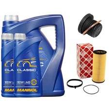 Motoröl Filter Set 10W-40 API SN/CH-4 7 Liter + Schraube für Audi A4 A6 A8 3.2