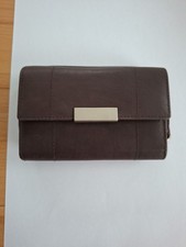 Geldbörse Portemonnaie in Braun Velours mit Innenfächern 14 X 10 cm