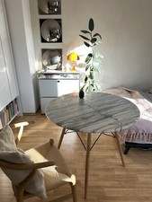 Marmor Tisch Rund Weiß Space Age 70er vitra style