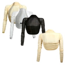 ABEND BOLERO BRAUTSTOLA TRANSPARENT AUS CHIFFON  --- MIT GERAFFTEN ÄRMELN 