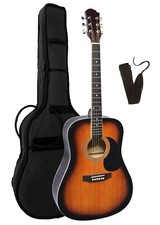 Westerngitarre + Tasche + Gurt, 4/4 Größe Akustikgitarre mit Stahlsaiten, Farben