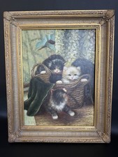 Ölgemälde Katzen Stillleben