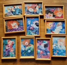 10 Stück Clouwnbilder im Holzbilderrahmen 16 cm x 12 cm zum Hängen oder Stellen