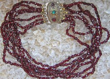 ღ Wies´n Trachten Kette mit Granate Kropfkette Silber Collier Granat Tracht 5420