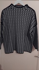 M.K. Maglificio Strick Pullover Gr 44 46 Schwarz Weiß Hahnentritt NEU