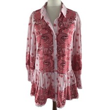 Hemdblusenkleid Blumenmuster Kleid XL Neuwertig Geblümt Rosa Country 42/44