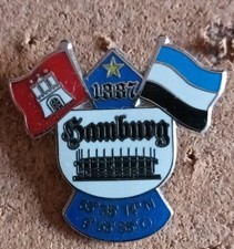 HSV, Ultra Pin, 1887 , doppelt, Koordinaten, Stadion, Hamburg,  Weiss,  Blau.