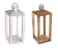 Dekorative Laterne aus Holz Gartenlaterne Windlicht Home Dekor LED Weiß Laternen