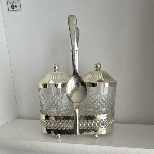 Zuckerset glas metall silber - zuckerset, glas/metall