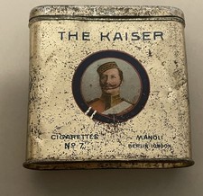 Alte  seltene  Standdose Blechdose 20 Cigaretten THE KAISER Manoli Berlin 1910